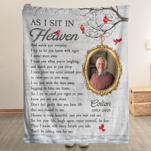 As I Sit In Heaven Memorial Gifts - Personalized Photo Blanket Big Size