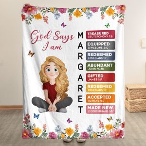 God Says You Are Name Letter In Bible - Personalized Blanket Big Size