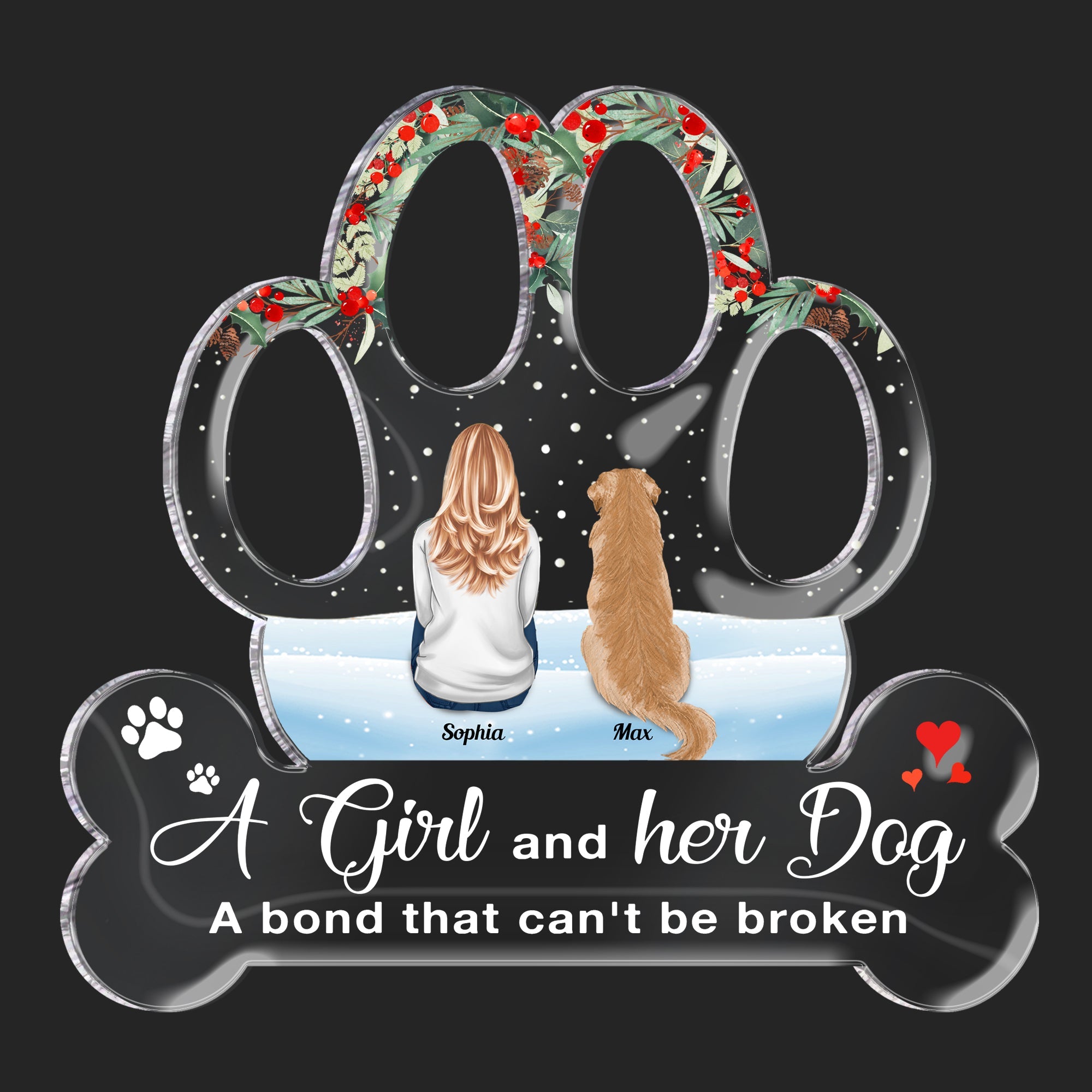 A Girl, Woman, Boy, Man & Dogs A Bond That Can'T Be Broken - Personalized Custom Shaped Acrylic Plaque - Christmas, Loving Gift For Dog Owner, Dog Lover, Dog Mom, Dog Dad - Image 6